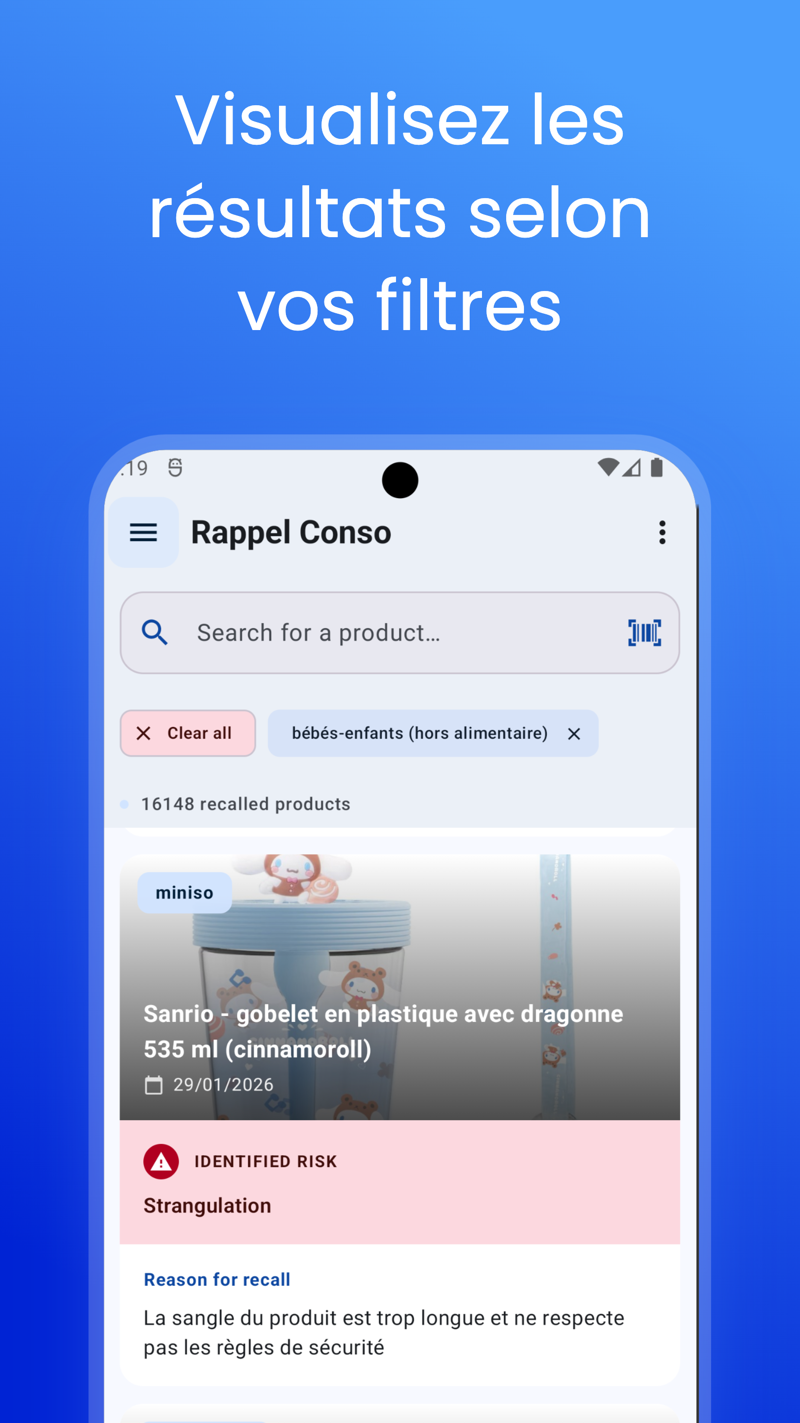 Recevez des alertes sur les rappels qui vous concernent